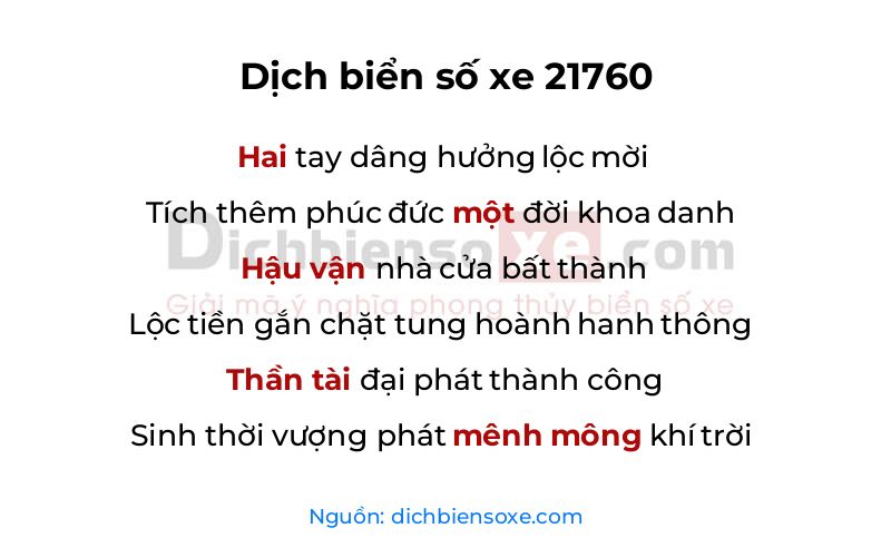 Dịch thơ biển số 21760