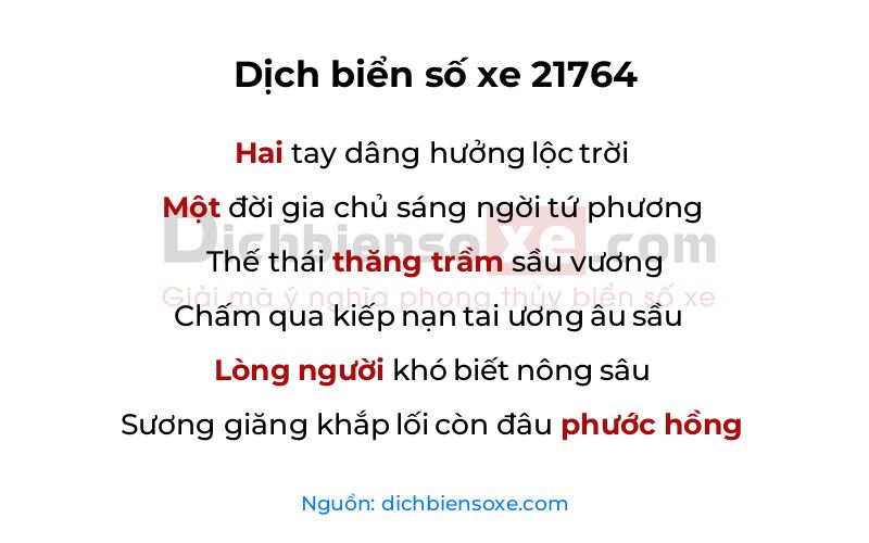 Dịch thơ biển số 21764