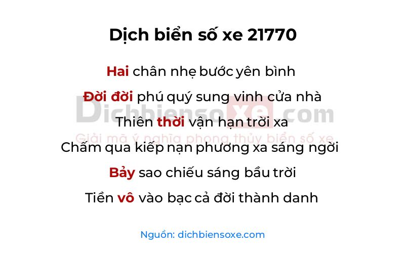 Dịch thơ biển số 21770