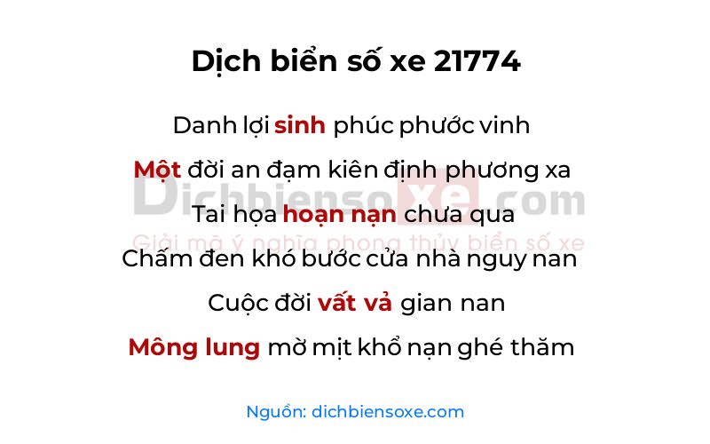 Dịch thơ biển số 21774