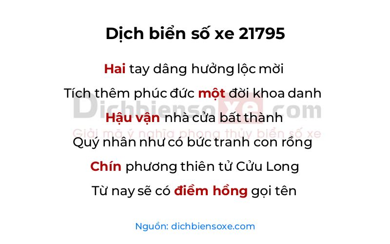 Dịch thơ biển số 21795