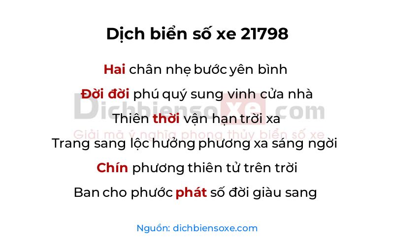 Dịch thơ biển số 21798