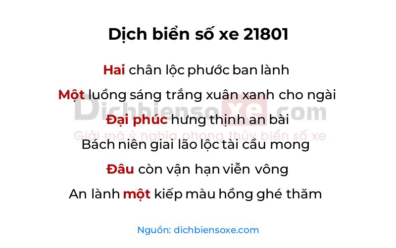 Dịch thơ biển số 21801