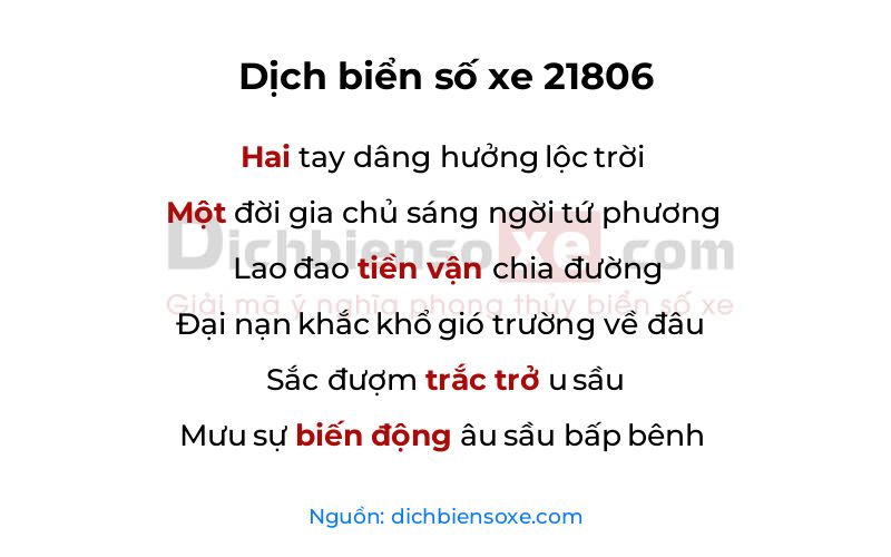 Dịch thơ biển số 21806