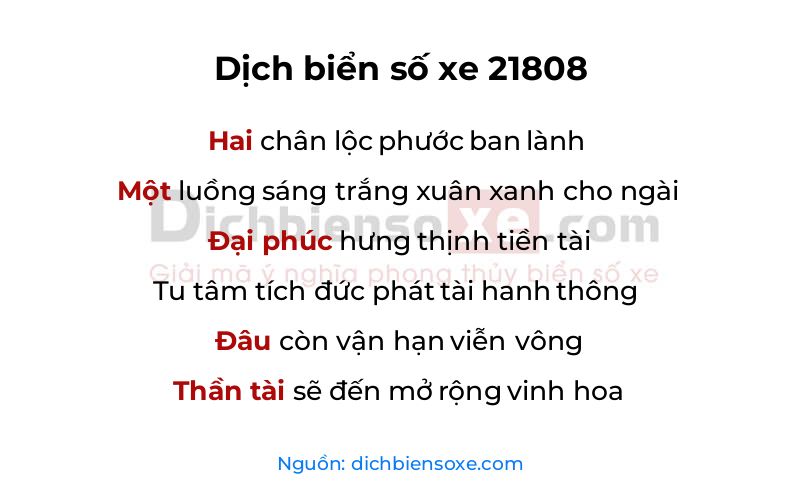 Dịch thơ biển số 21808