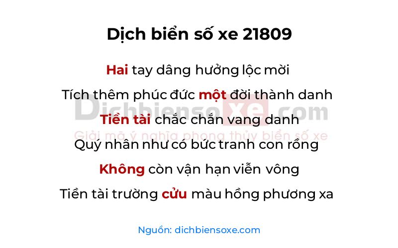 Dịch thơ biển số 21809