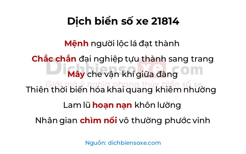 Dịch thơ biển số 21814