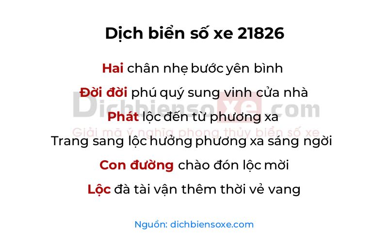 Dịch thơ biển số 21826