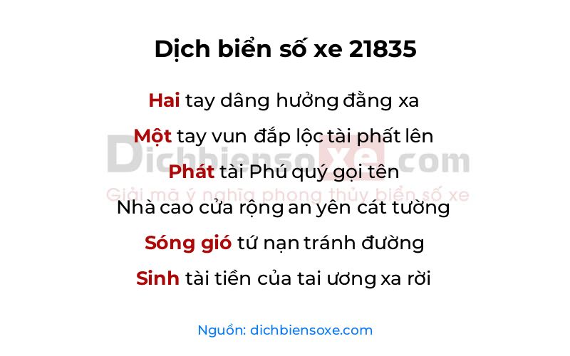 Dịch thơ biển số 21835