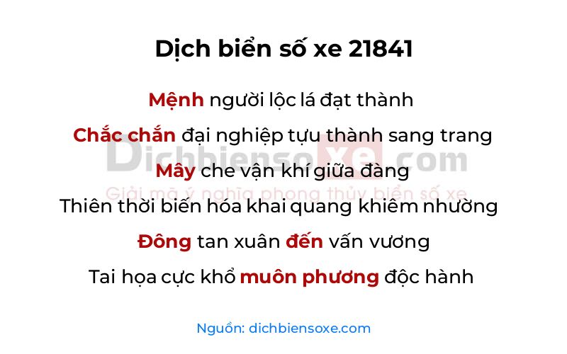 Dịch thơ biển số 21841