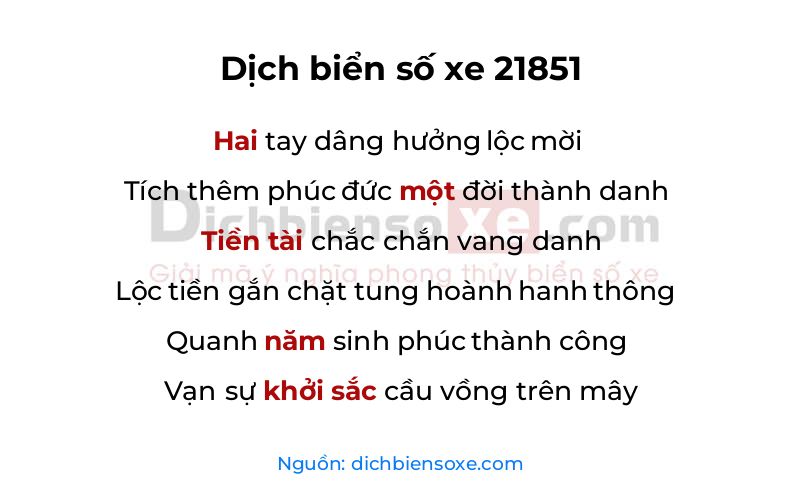 Dịch thơ biển số 21851