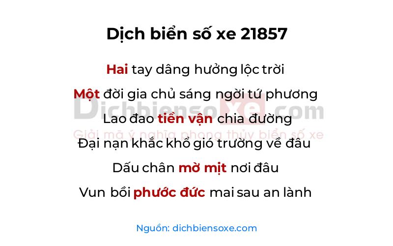 Dịch thơ biển số 21857