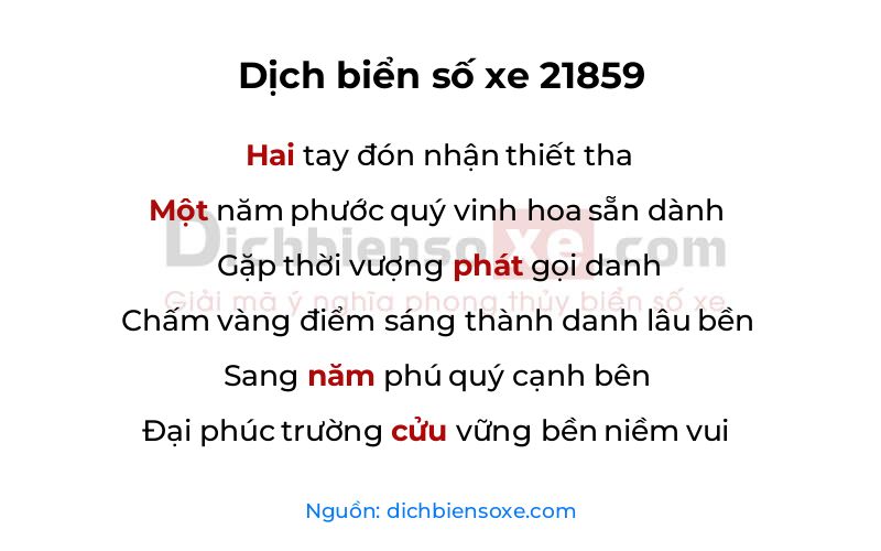 Dịch thơ biển số 21859