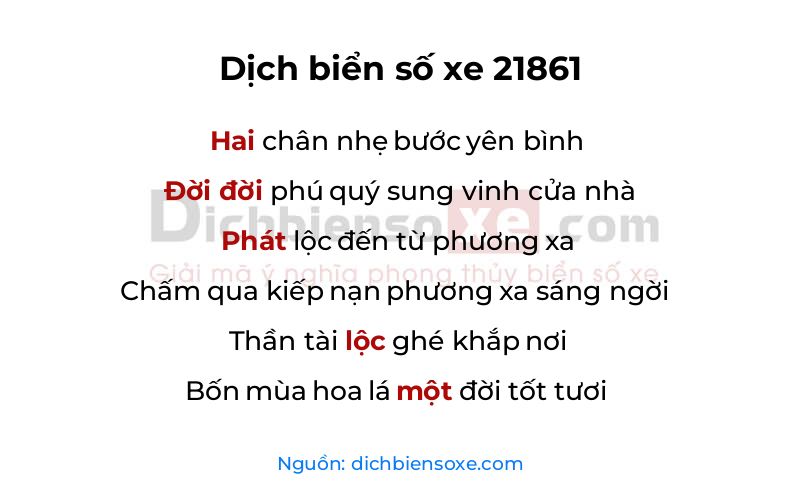 Dịch thơ biển số 21861