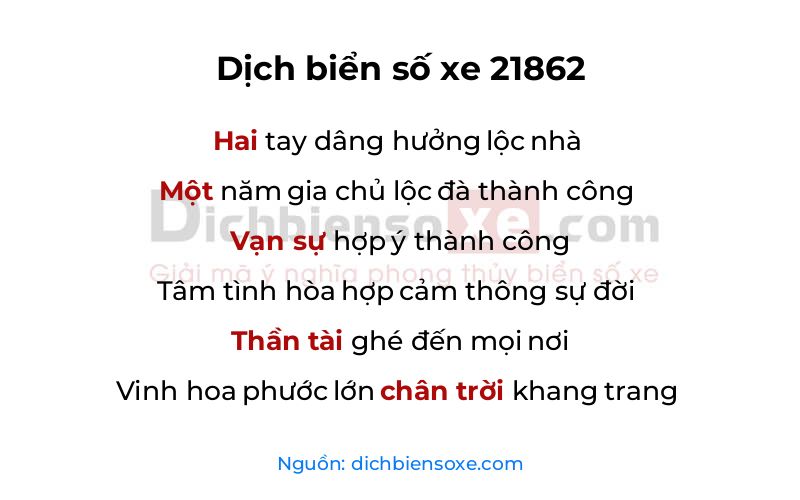 Dịch thơ biển số 21862