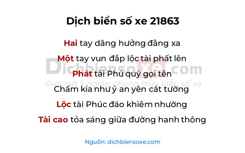 Dịch thơ biển số 21863