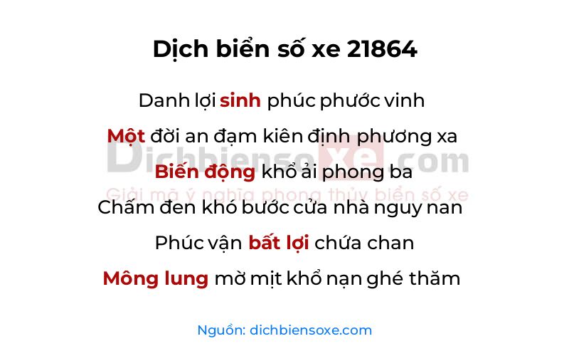 Dịch thơ biển số 21864
