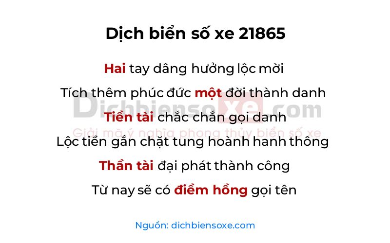 Dịch thơ biển số 21865