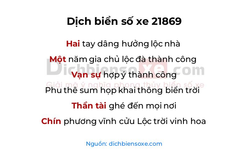 Dịch thơ biển số 21869