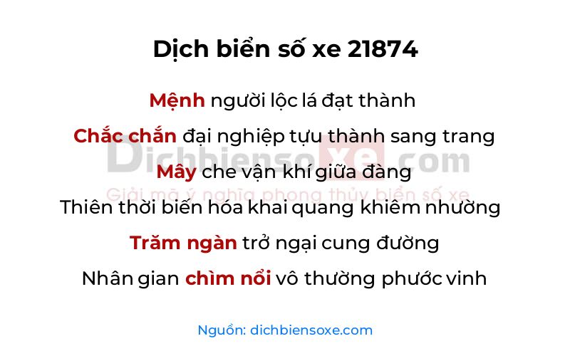 Dịch thơ biển số 21874