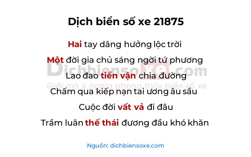 Dịch thơ biển số 21875