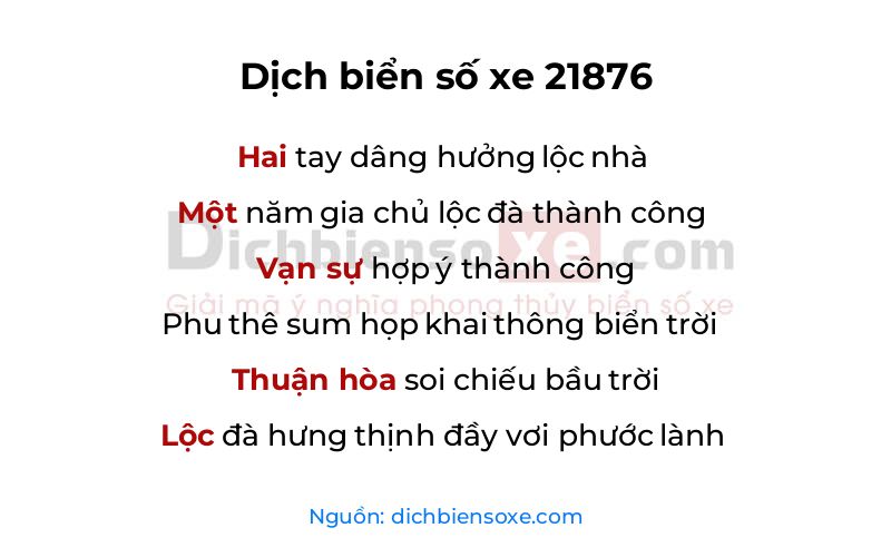 Dịch thơ biển số 21876