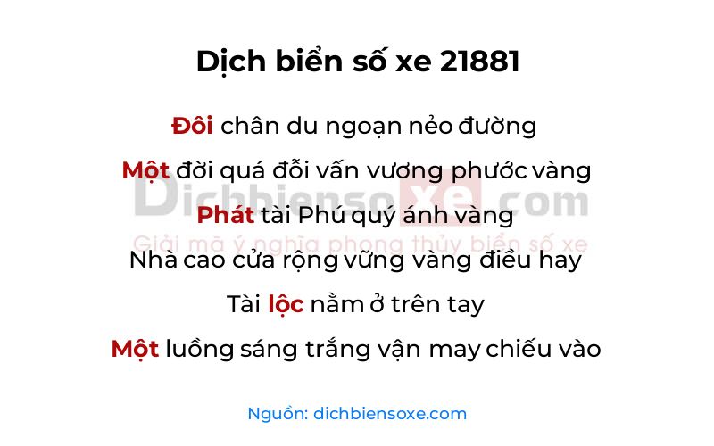 Dịch thơ biển số 21881