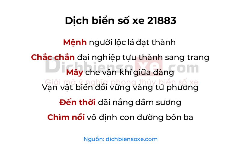 Dịch thơ biển số 21883