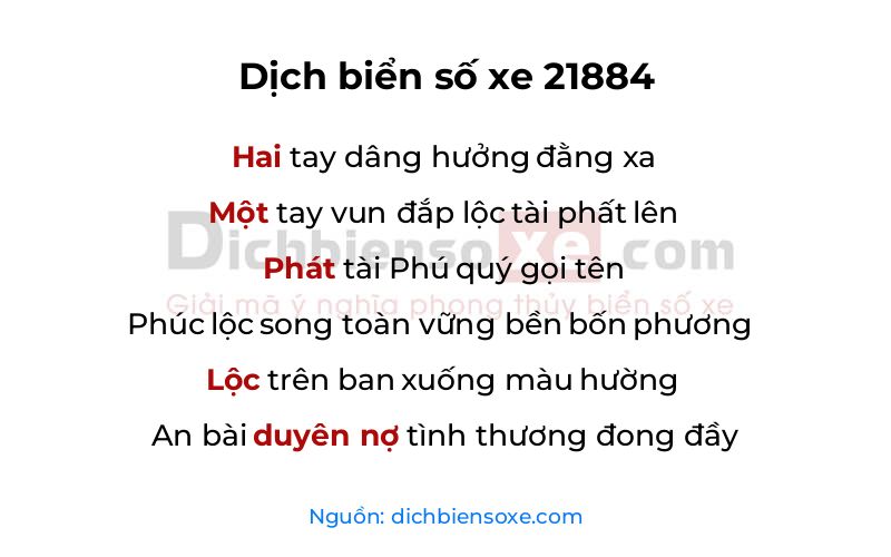 Dịch thơ biển số 21884