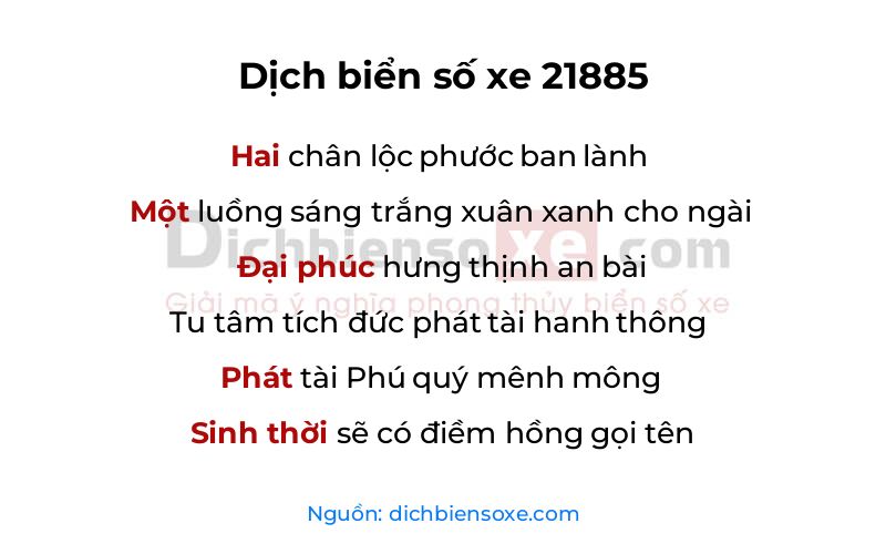 Dịch thơ biển số 21885