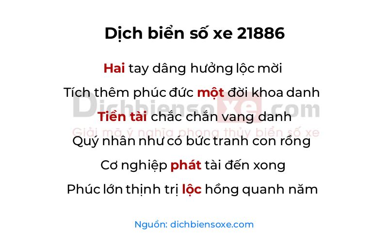 Dịch thơ biển số 21886