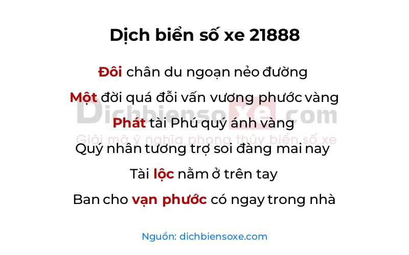 Dịch thơ biển số 21888