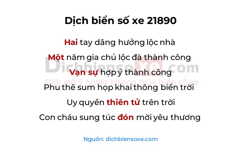 Dịch thơ biển số 21890