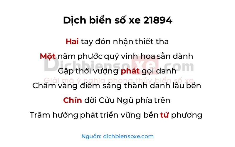 Dịch thơ biển số 21894