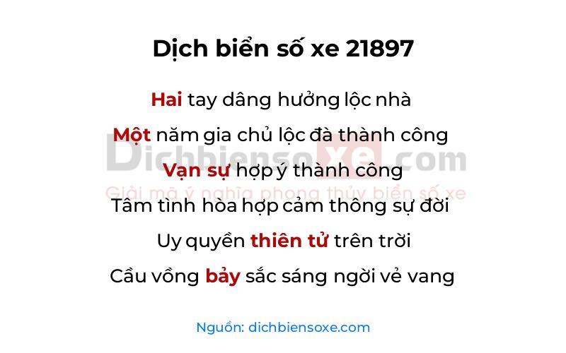 Dịch thơ biển số 21897
