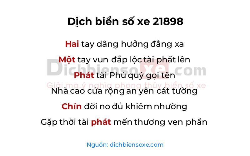 Dịch thơ biển số 21898