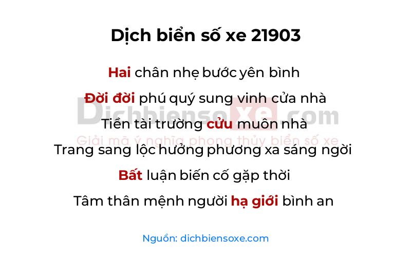 Dịch thơ biển số 21903