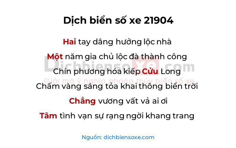 Dịch thơ biển số 21904