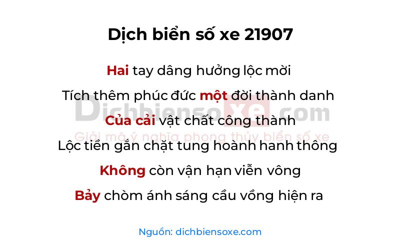 Dịch thơ biển số 21907