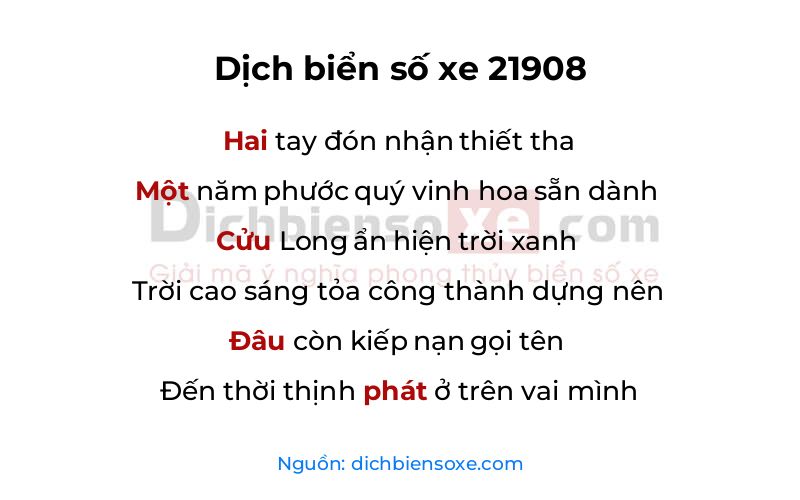 Dịch thơ biển số 21908