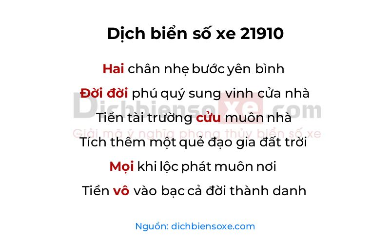 Dịch thơ biển số 21910