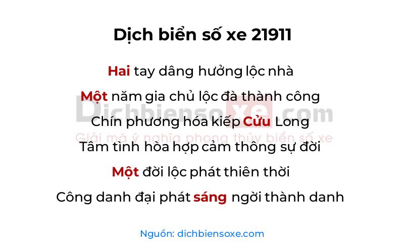 Dịch thơ biển số 21911