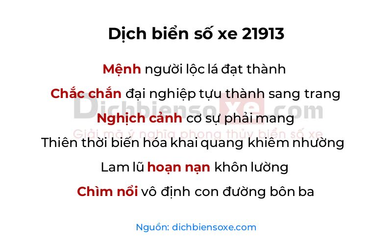 Dịch thơ biển số 21913