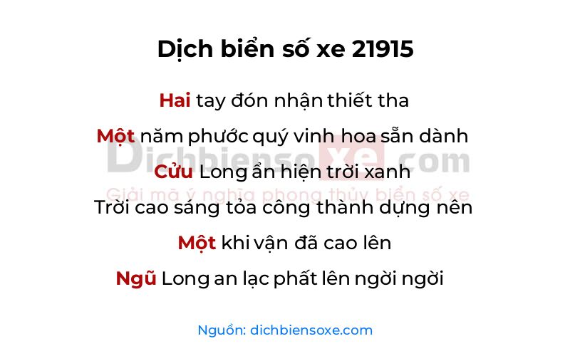 Dịch thơ biển số 21915