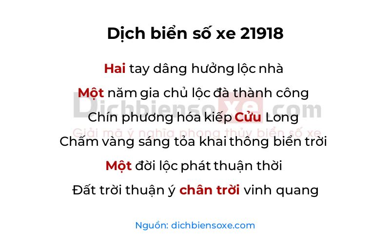 Dịch thơ biển số 21918