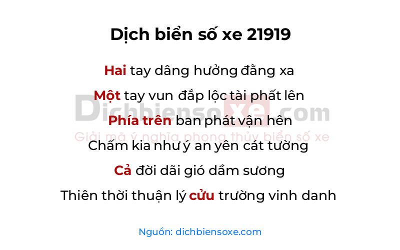Dịch thơ biển số 21919