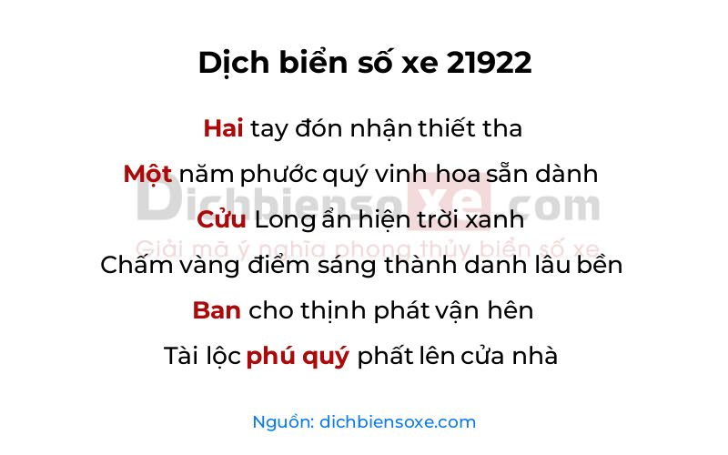 Dịch thơ biển số 21922