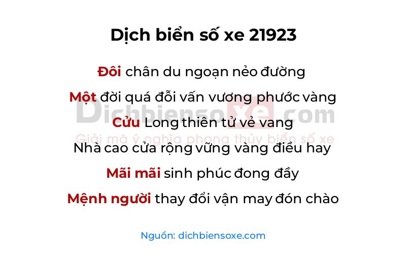Dịch thơ biển số 21923