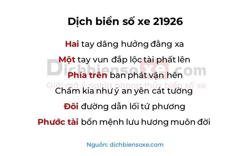 Dịch thơ biển số 21926