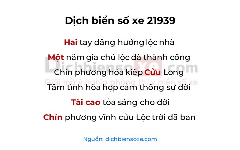 Dịch thơ biển số 21939